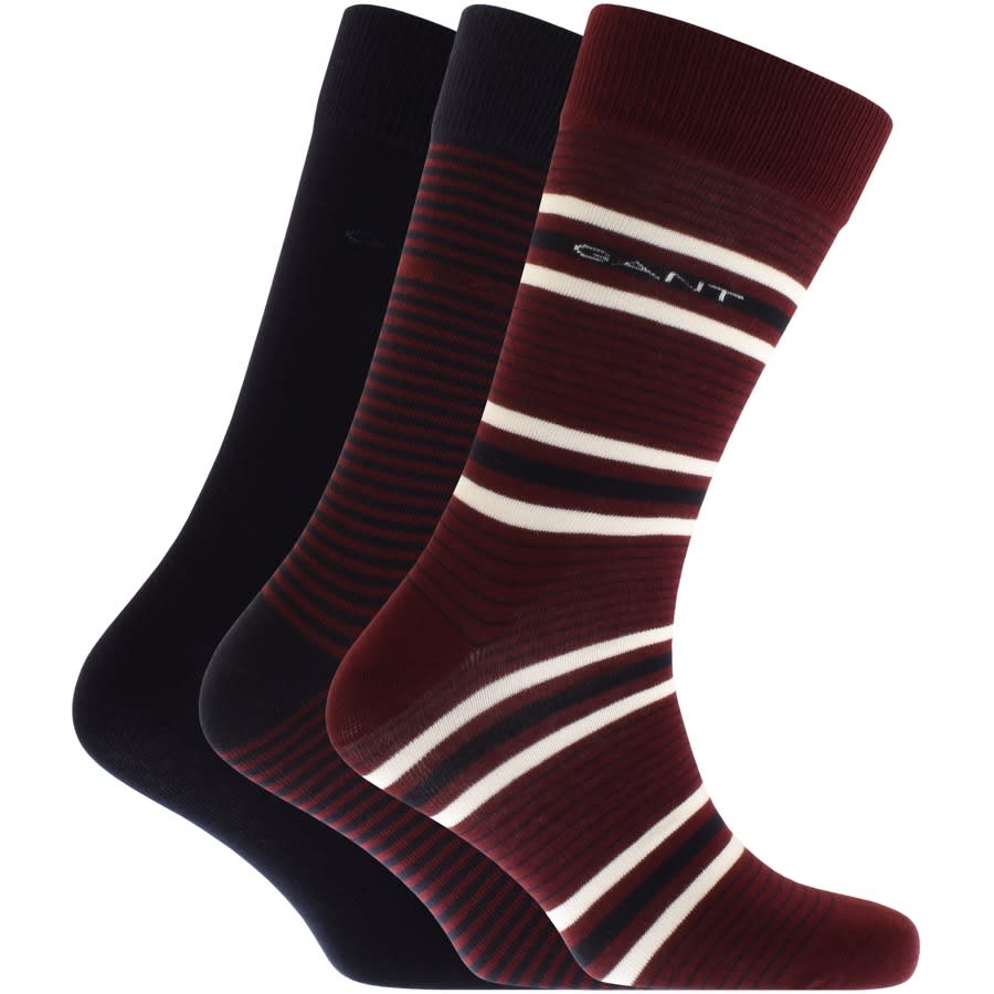Alternative Image for ProductGant Three Pack Mixed Socks Burgundy1